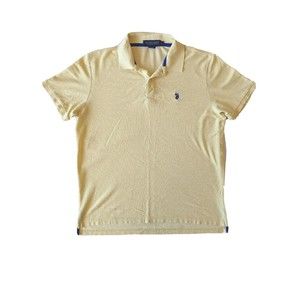 US Polo Assn Mens Polo Shirt L Yellow Luxury Feel Short Sleeve Pony Cotton Rugby